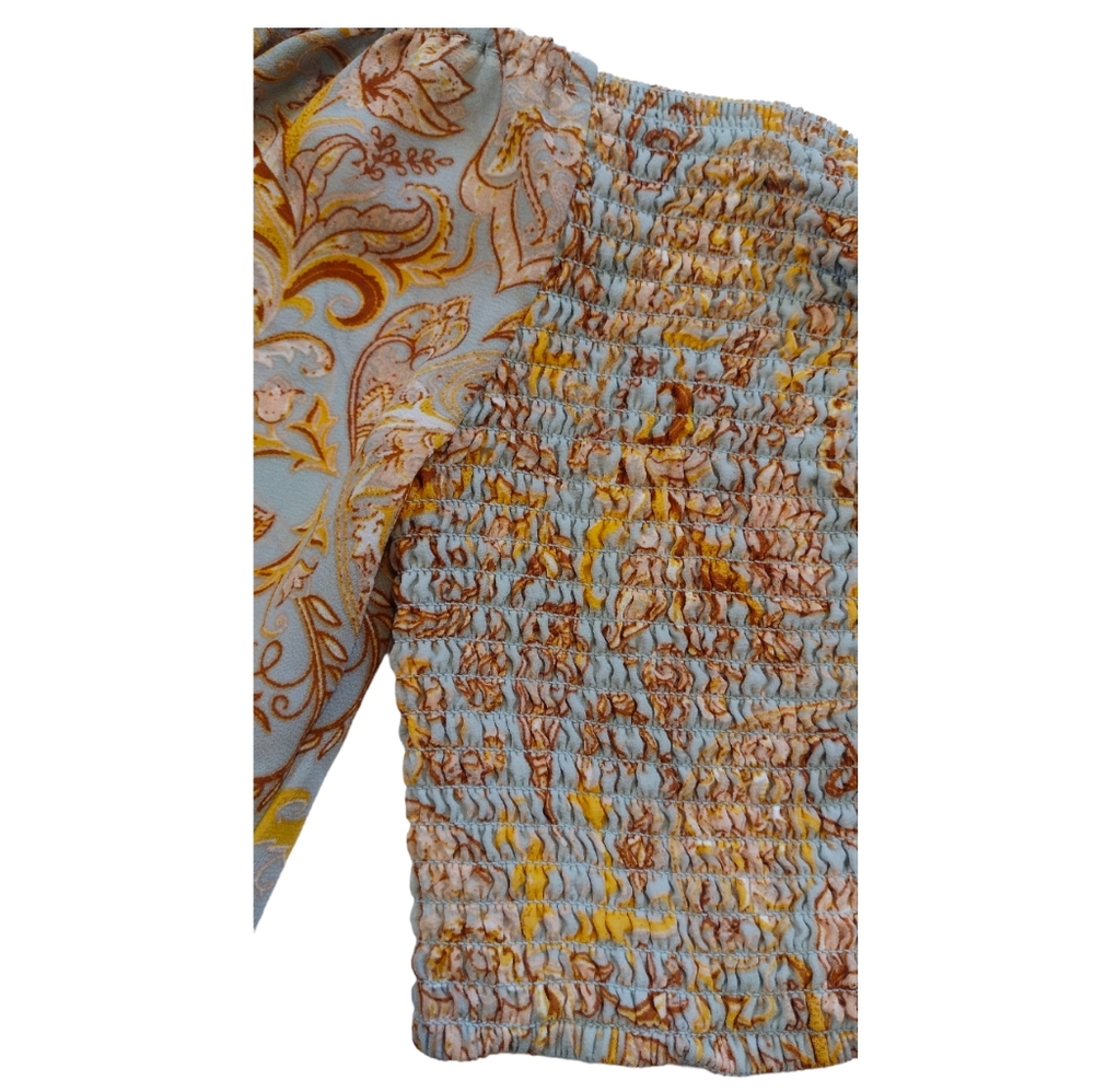 Style Rack Ruched Blue Paisley Top - Picture 3 of 6